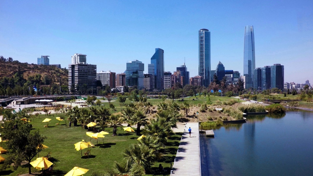 Vista de um parque em Santiago