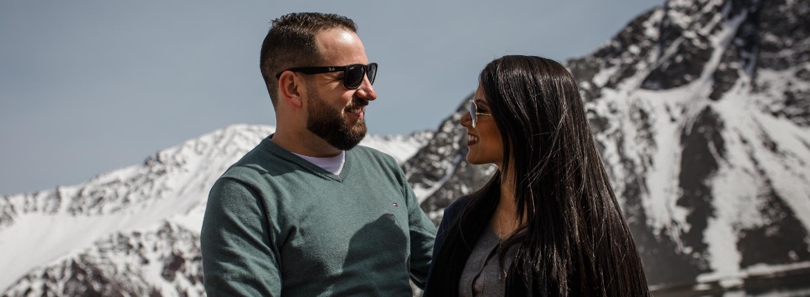 Luiza e Saulo em Embalse el Yeso Chile antes do pedido de casamento.